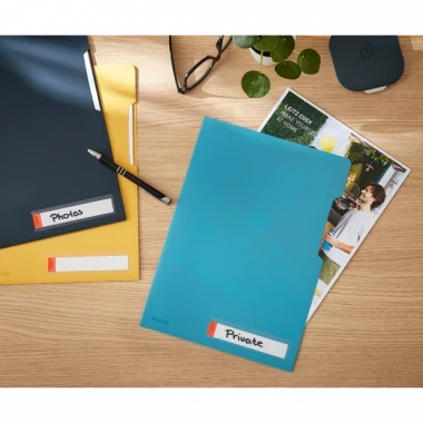 Folder z kieszonką na etykietę Leitz Cosy, A4, do 40 kartek, niebieski